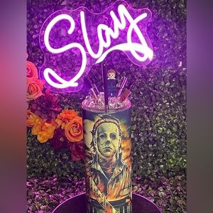Handcrafted Glow in the dark Michael Myers Tumbler
